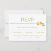 Moderne Goldlinie und Zweig mit Blätter Hochzeit RSVP Karte (Vorderseite)