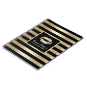 Moderne Goldlippenluxusschwarzes u. Goldstreifen Notizblock (Linke Seite)