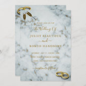 Moderne Goldmarmor-Rings Hochzeitsfeiern (Vorne/Hinten)