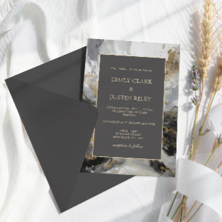 Moderne Goldmedaille Anthrazit Artistic Watercolor Einladung