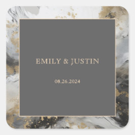 Moderne Goldmedaille Anthrazit Artistic Watercolor Quadratischer Aufkleber