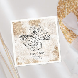 Moderne Goldmedaille Oyster Beach Hochzeit Serviette