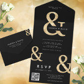 Moderne Goldmedaillen und Black QR Code UAWG Weddi All In One Einladung