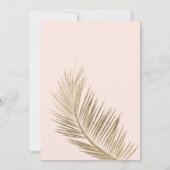 Moderne Goldpalme, elegant Save the Date rosa (Rückseite)