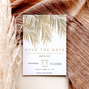 Moderne Goldpalme Save the Date elegant