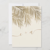 Moderne Goldpalme-Schrift Elfenbeinhochzeit Einladung (Rückseite)