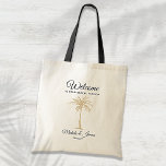 Moderne Goldpalme Tree Hochzeit Willkommen Tragetasche<br><div class="desc">Passen Sie diese schwarz-goldene "Welcome" Tasche mit Ihrer eigenen Touch an. Dieses moderne Design besticht durch moderne Schrift,  schwarzen Text und eine künstlerische Goldpalme. Personalisieren Sie es mit Ihren Namen,  Hochzeitstermin und Ort. Wenn Sie Hilfe oder passende Artikel benötigen,  kontaktieren Sie mich bitte.</div>