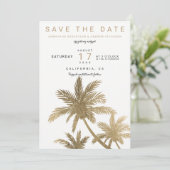 Moderne Goldpalmen Save the Date elegant (Stehend Vorderseite)