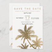 Moderne Goldpalmen Save the Date elegant (Vorne/Hinten)