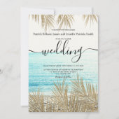 Moderne Goldpalmenstrandhochzeit Einladung (Vorderseite)