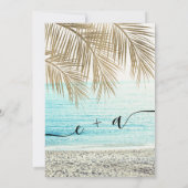 Moderne Goldpalmenstrandhochzeit Einladung (Rückseite)