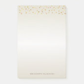 Moderne Goldpolka-Dots, Confetti-Personalisiert Post-it Klebezettel (Vorderseite)
