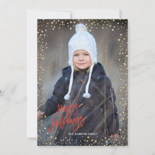 Moderne Goldpunkte mit roter Schrift Happy Holiday Feiertagskarte