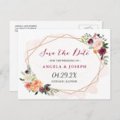 Moderne Goldrahmen-Aquarellblumen Save the Date Ankündigungspostkarte (Vorne/Hinten)