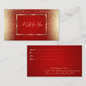 Moderne Goldrahmen, Confetti Rot Elegant Rabattkarte (Vorne/Hinten)