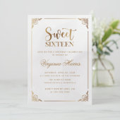 Moderne Goldrahmen Verziert 16 . Geburtstag 16 Geb Einladung (Stehend Vorderseite)