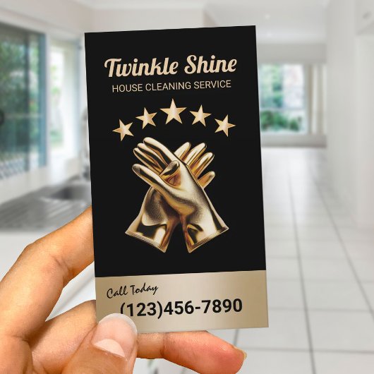 Moderne Goldreinigungshandschuhe Visitenkarte