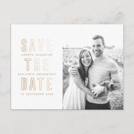 Moderne Goldrings Save the Date Postkarte