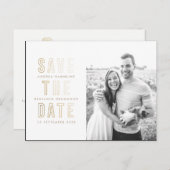 Moderne Goldrings Save the Date Postkarte (Vorne/Hinten)