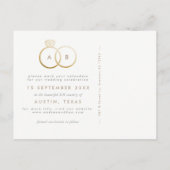 Moderne Goldrings Save the Date Postkarte (Rückseite)