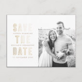 Moderne Goldrings Save the Date Postkarte (Vorderseite)