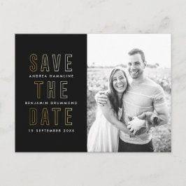 Moderne Goldrings Save the Date Postkarte