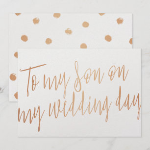 Moderne Goldrose "An meinen Sohn an meinem Hochzei Einladung