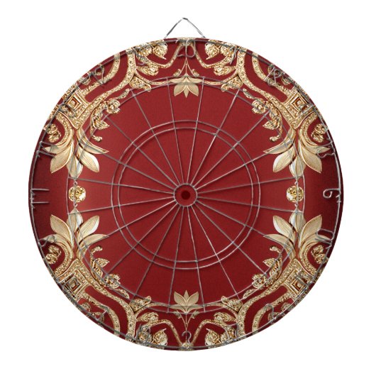 Moderne Goldrote Blumen Dartboard Dartscheibe (vorne)