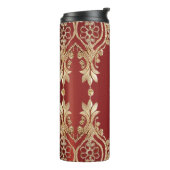 Moderne goldrote Blumen-Thermal-Tasse Thermosbecher (Nach links gedreht)