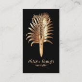 Moderne Goldschere & Leaf Haar Stylist Salon WELLN Visitenkarte (Vorderseite)