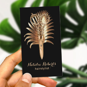 Moderne Goldschere und Blatt-Friseursalon SPA Visitenkarte
