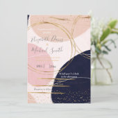 Moderne Goldschmiedee & Kreise Minimales Rosa Desi Einladung (Stehend Vorderseite)