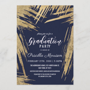 Moderne Goldschmiedemarken Navy Blue Chic Abschlus Einladung