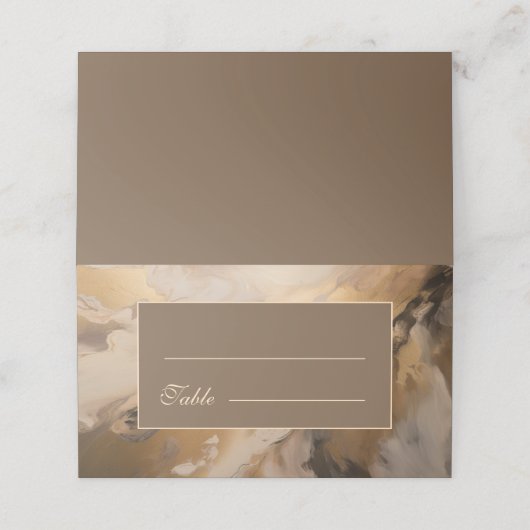 Moderne Goldschokolade-Hochzeit Platzkarte (Außenseite Aufgefaltet)