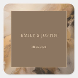 Moderne Goldschokolade-Hochzeit Quadratischer Aufkleber