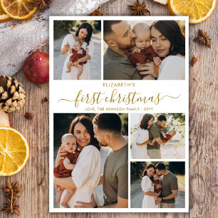 Moderne Goldschrift Baby's erstes Weihnachten 5 Fo