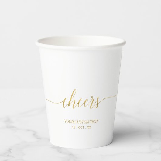 Moderne Goldschrift Cheers Party Paper Cups Pappbecher (Rückseite)