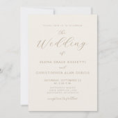 Moderne Goldschrift Elfenbein Hochzeit Einladung (Vorderseite)
