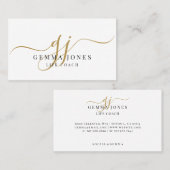 Moderne Goldschrift-Monogramm Lebensberaterin Visitenkarte (Vorne/Hinten)