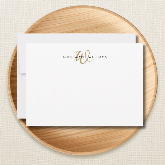 Moderne Goldschrift-Monogramm Mitteilungskarte