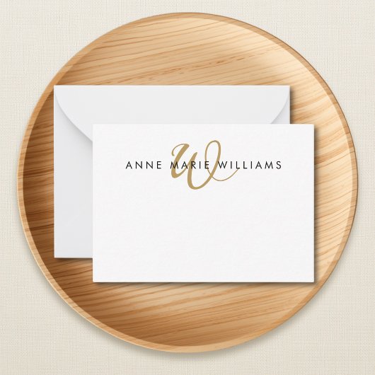 Moderne Goldschrift-Monogramm Mitteilungskarte