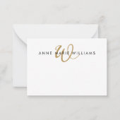 Moderne Goldschrift-Monogramm Mitteilungskarte (Vorderseite)