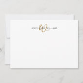 Moderne Goldschrift-Monogramm Mitteilungskarte (Vorderseite)