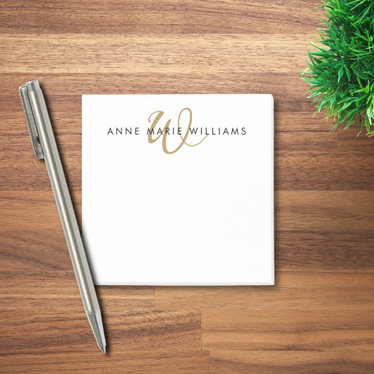 Moderne Goldschrift-Monogramm Post-it Klebezettel