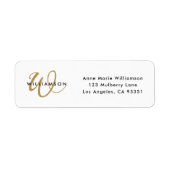 Moderne Goldschrift-Monogramm-Rücksendeadresse (Vorne)