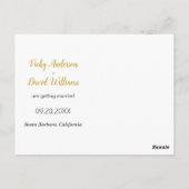 Moderne Goldskripthochzeit Das Date-Foto speichern Postkarte (Rückseite)