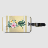 Moderne Goldstreifen, Ananas, Blume Gepäckanhänger (Vorderseite (Horizontal))