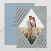 Moderne Goldstreifen Diamant Rahmen Foto Hochzeit Save The Date (Vorne/Hinten)