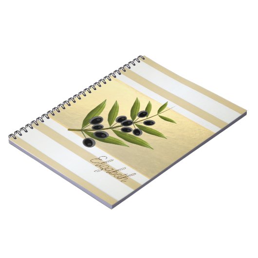Moderne Goldstreifen, Olivenzweig - Personalisiert Notizblock (Linke Seite)