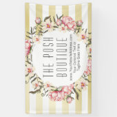 Moderne Goldstreifen u. rosa BlumenRosenWreath Banner (Vertikal)